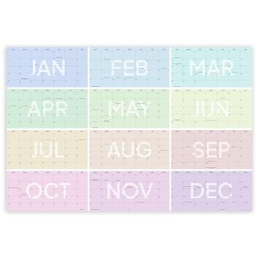 Imagem de Calendário de parede grande 2025 (87,5 x 58,4 cm), agenda mensal 2025 para parede, design estético colorido, layout horizontal, papel de texto pesado não revestido (vem dobrado em envelope especial).