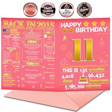 Imagem de Joycard Cartão de aniversário de 11 anos com envelope, decorações de 11º aniversário para meninas, presentes de 11º aniversário para filha, cartões de feliz aniversário para neta de 11 anos, volta em