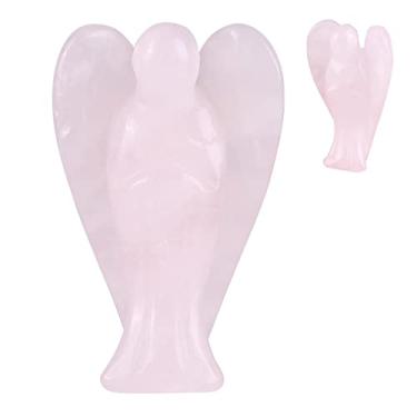 Imagem de Generic Pingente de Anjo de Cristal Natural para Energia Positiva e Paz de Espírito, Lindo Presente de Pedra Artesanal para Meditação, Pingente de Cristal Em Forma de Anjo da Guarda para Decoração de Casa, 50 Mm de Altura, Presente para Entes Queridos ( de quartzo rosa de 2 polegadas)