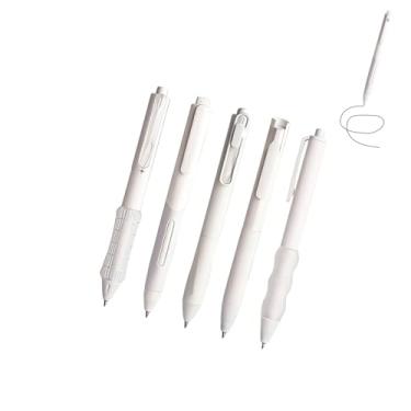 Imagem de GZBABY Conjunto de canetas de gel de ponta fina, caneta esferográfica com aderência macia, 0,5 mm, tinta preta, 5 estilos (branca)