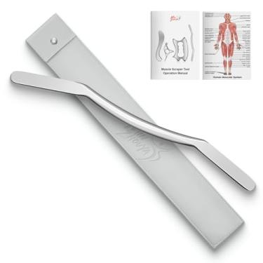 Imagem de MINZHOUYA Raspador muscular para costas e pernas, ferramenta de massagem Gua Sha de aço inoxidável de 40 cm de comprimento, barra de mobilização de tecido macio IASTM para liberação miofascial