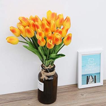 Imagem de GLOGLOW Decoração de Plantas Artificiais 30 Peças, Material PU, Toque Real, 14,2 Polegadas, Cores Vibrantes, para Decoração de Jardim de Casamento Em Casa Flores Artificiais de Tulipa, Nan (cor do