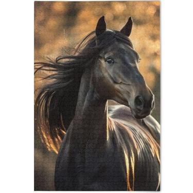 Imagem de Impressionante lindo cavalo personalizado adultos quebra-cabeça 1000 peças presentes tecnológicos para amantes quebra-cabeças difíceis paisagem floral, 75 cm x 50 cm