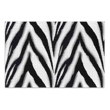 Imagem de Quebra-cabeça 500 peças para adultos presentes para jogo de elefante branco quebra-cabeça colorido pintura animal decoração preto branco zebra, 51 x 35 centímetros