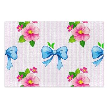 Imagem de Quebra-cabeça de 1000 peças adultos elefante branco arte divertida quebra-cabeça arte animal azul rosa flores folhas listradas, 75 x 40 centímetros