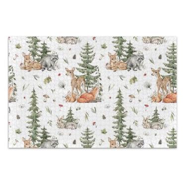 Imagem de Quebra-cabeça 500 peças para adultos presentes para elefante branco jogo divertido família quebra-cabeça arte decoração pintura criaturas da floresta vintage, 20,5 x 14,9 polegadas