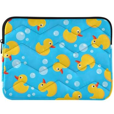 Imagem de Capa de borracha amarela azul pato fofa para laptop bolsa para laptop inchada universal 13-14 polegadas capa para laptop Mac Air 13 polegadas capa