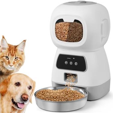 Imagem de Alimentador Automático Gatos, Alimentador Automático Pet, Comedouro para Animais de Estimação de 3.5 L, Definição Remota da APP para a Hora de Alimentação, Reprodução de Voz Gravável