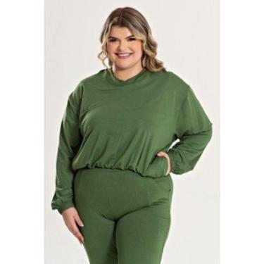 Imagem de Blusa Feminina Plus Size Decote V C/ Bolso E Elastico Cintura E Punhos - Serena-Feminino