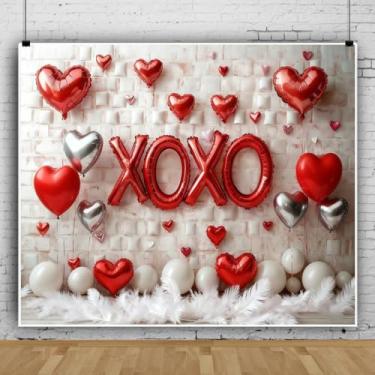 Imagem de 3,7 x 2,4 m, cenário de dia dos namorados para fotografia, parede branca, coração, balões XOXO, cenário de fotos para decoração de aniversário, feliz dia dos namorados, decoração de galentinas
