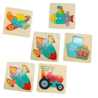 Imagem de Unidade Quebra Cabeça Madeira Mini Veículos e Transportes Colorido - D