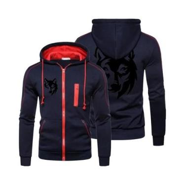 Imagem de Moletom Masculino De Manga Longa Com Capuz E Zíper, Jaqueta Com Estamp
