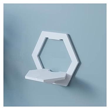 Imagem de Prateleira de parede, perfuração grátis, parede de fundo de TV, quarto, varanda, cabeceira, parede, suporte criativo para vaso de flores (cor: 3hexágono) (Hexágono)