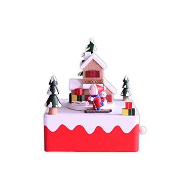 Imagem de Acofuns Caixa de música de madeira de Natal Caixa musical de esquiador de Natal para ela, caixa musical castelo inteligente brinquedo presente de aniversário para amantes, amigos e crianças