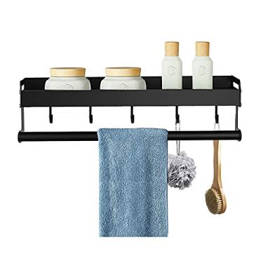 Imagem de Prateleiras flutuantes, prateleiras de armazenamento montadas na parede para cozinha, banheiro, com 5 ganchos de toalha, 4 tamanhos, 30/40/50/60 cm (Cor: A, Tamanho: 50 cm) (B 60 cm) (A 50 cm) (B 40