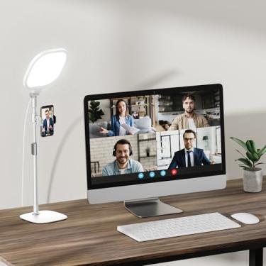 Imagem de Iluminação para chamadas de vídeo, 30 modos de luz, luz de videoconferência, anel de mesa com suporte para webcam, reuniões, transmissão ao vivo, escritório em casa. CRI 97,8