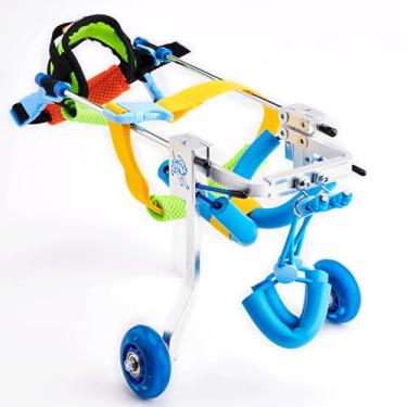 Imagem de Cadeira de rodas ajustável para pernas traseiras - Carrinho de estimação leve e confortável para cães pequenos com deficiência nos membros posteriores - Auxílio de caminhada para animais de estimação