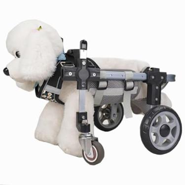 Imagem de Cadeira de rodas para cães pequenos, arnês de suporte traseiro para reabilitação da perna traseira, auxílio de mobilidade de 4 rodas de alumínio leve, tamanho PP, melhora a mobilidade do cão