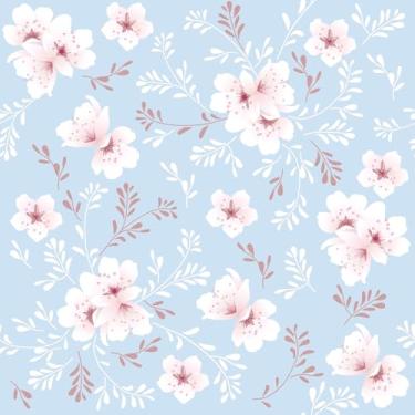 Imagem de VaryFloral Papel de parede floral flor de cerejeira rosa azul primavera flor papel de parede descascar e colar para quarto berçário decorativo japonês papel de contato floral para móveis gaveta