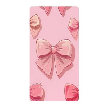 Imagem de Blueangle Lençol de berço padrão para berço infantil - Lençol de algodão macio e respirável com gravata borboleta para meninas pequenas (252)