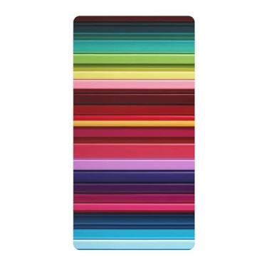 Imagem de Blueangle Lençol de berço padrão para berço infantil - Lençóis de algodão macio e respirável com listras coloridas do México (63)