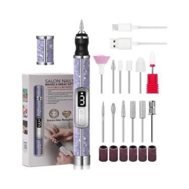 Imagem de Máquina De Furar Unhas Elétrica Profissional Sem Fio Com 3 Velocidades