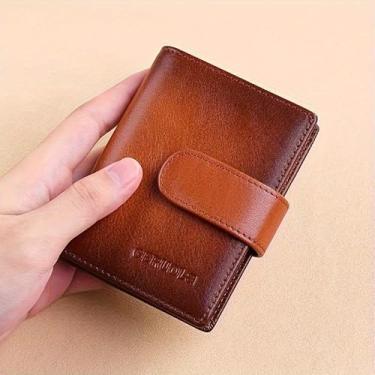 Imagem de Carteira masculina multicartões de couro premium | Comporta mais de 20 cartões, possui janela para identidade e acabamento ombré moderno, Marrom, Carteira masculina de grande capacidade