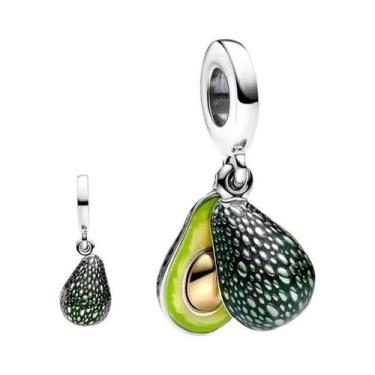 Imagem de Berloques De Prata Com Acabamento Verde Em Formato De Abacate, Besouro