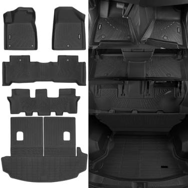 Imagem de NQOQN Tapetes de chão para todos os climas para Acura MDX 2007-2013 Tapete de porta-malas com tapete de encosto substituição de 3ª fileira para tapetes Acura MDX para todas as estações guarda