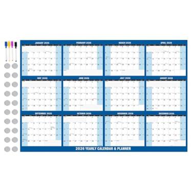 Imagem de Calendário de parede apagável a seco | Calendário reutilizável apagável a seco para geladeira - organizador em branco para quarto de família, casa, cozinha, faculdade, escola, sala de aula