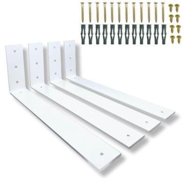 Imagem de Quatro Suportes Aço Reforçado 40cm Formato L Mão Francesa Cantoneira P