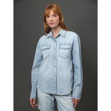 Imagem de Camisa Jeans Feminina Overshirt Calvin Klein Jeans - Azul Claro-Feminino