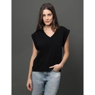 Imagem de Blusa Feminina Malha Rugby Calvin Klein Jeans - Preto-Feminino