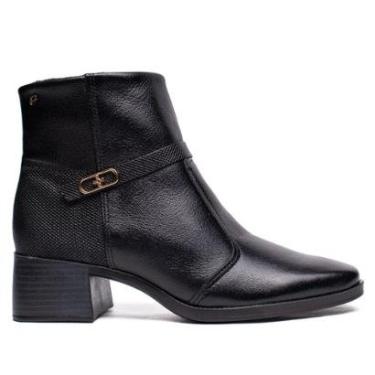 Imagem de Bota Feminina Pegada Cano Curto Couro Preto-Feminino
