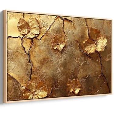 Imagem de Quadro decorativo Dourado Encanto das Flores Eternas - Art Canvas, 90 