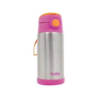 Imagem de Garrafa Térmica com Canudo e Tampa 400ml Buba Rosa, 400ml, Rosa