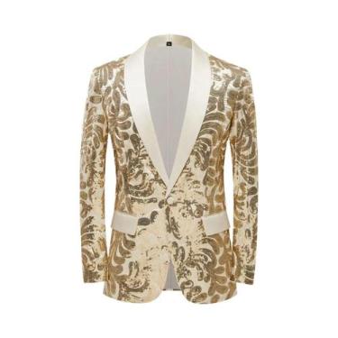 Imagem de Blazer Masculino Slim Fit Verde Com Lantejoulas, Alta Qualidade, Moda 