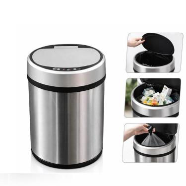 Imagem de Lixeira Automatica Inox Cesto Lixo Sensor Grande 8 Litros Inteligente Luxo Banheiro Cozinha Vintage Luxo