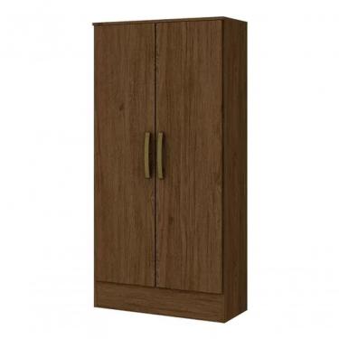 Imagem de Roupeiro Multiuso B14-130 2 Portas 4 Prateleiras MDF Marrom para Organização Doméstica