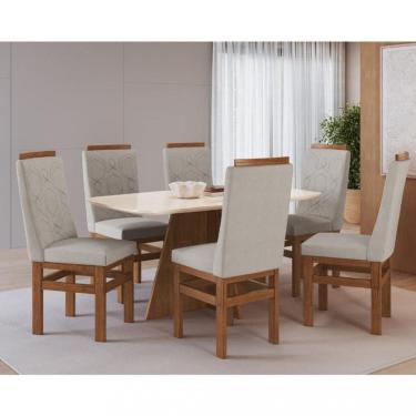 Imagem de Sala de Jantar Mesa 160cm e 6 Cadeiras Joli 147/26 Moveis Zamarchi