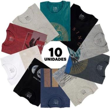 Imagem de Kit com 10 Camisetas de Marca Sortidas Fio 30.1 Qualidade, M