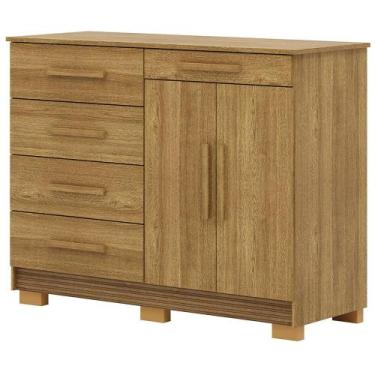 Imagem de Cômoda Sapateira Para Quarto 2 Portas 5 Gavetas Biana V01 Nature - Lya