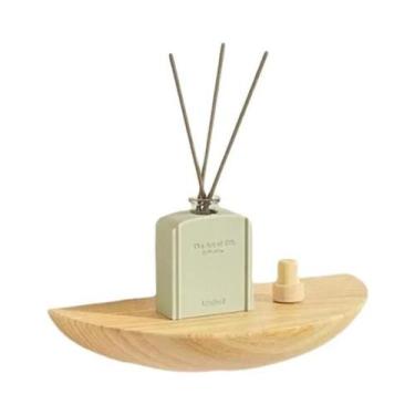 Imagem de Prateleira Flutuante De Madeira Em Forma De Meia-Lua Montada Na Parede