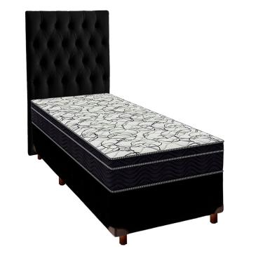 Imagem de Cama Box Com Colchão Solteiro Airtech 150 Ortobom + Cabeceira Preto