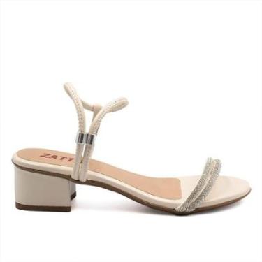 Imagem de Sandália Zatta Salto Bloco Tiras Strass Sarita-Feminino