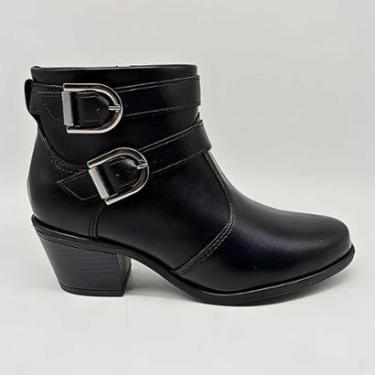 Imagem de Bota Feminina Modare Cano Curto Salto Baixo 2 Fivelas 7089.101-Feminino