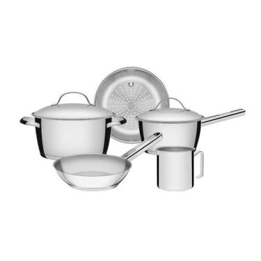 Imagem de Jogo de panelas aco inox 5 pcs allegra - Tramontina