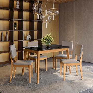 Imagem de Conjunto Sala De Jantar Nara Kappesberg Em Madeira Maciça Com 4 Cadeiras