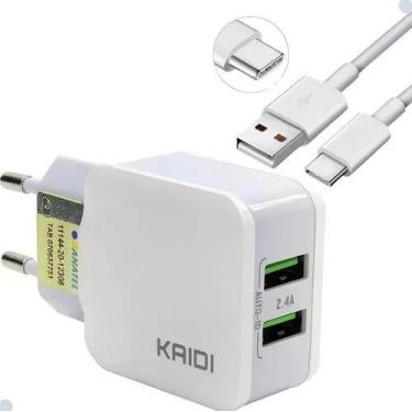 Imagem de Carregador De Parede 2.4a 2 Usb Turbo Kd 301 C Kaidi Cor Branco