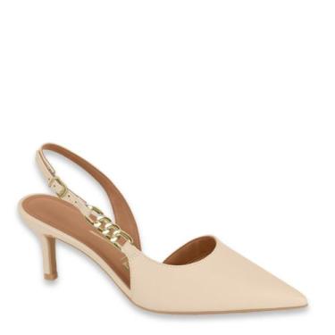 Imagem de Scarpin Feminino Vizzano Slingback Corrente Pelica 1456.104, Creme, 35